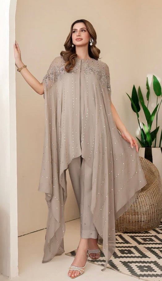 Shanzay Luxury Chiffon Cape Pret